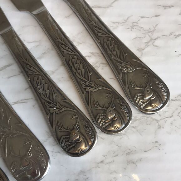 Bass pro set of 5 deer stainless butter dinner knifes - Picture 3 of 10